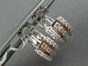 ESTATE WIDE 1.61CT DIAMOND 18KT WHITE GOLD THREE ROW HUGGIE HEART LOVE EARRINGS