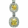 ESTATE 8.69CT WHITE & FANCY YELLOW DIAMOND 18K 2 TONE GOLD ROUND SQUARE EARRINGS