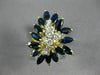 ESTATE LARGE 3.40CT DIAMOND & AAA SAPPHIRE 14K 2 TONE GOLD 3D FLOWER RING 20815