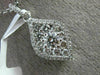 ESTATE .65CT DIAMOND 18K WHITE GOLD CLUSTER TEAR DROP LEAF HALO FLOATING PENDANT