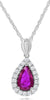 1.47CT DIAMOND & AAA RUBY 14K WHITE GOLD 3D PEAR SHAPE & ROUND TEAR DROP PENDANT