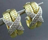 ESTATE 18KT 2 TONE .72CT X DESIGN HUGGIE CLIP ON DIAMOND EARRINGS STUNNING #1877