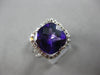 LARGE 5.15CT DIAMOND & AAA AMETHYST 14KT WHITE GOLD 3D CUSHION & ROUND HALO RING
