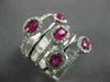 ESTATE LARGE 1.65CT DIAMOND & AAA RUBY 14K WHITE GOLD MULTI ROW ANNIVERSARY RING