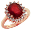LARGE 3.75CT DIAMOND & AAA RUBY 14KT ROSE GOLD OVAL & ROUND PRINCESS DIANA RING