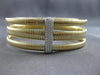 EXTRA LARGE .40CT DIAMOND 14KT 2 TONE GOLD FLEXIBLE CUFF BANGLE BRACELET #27815