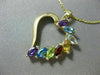 ESTATE 1.20CT AAA MULTI GEM 14K YELLOW GOLD 3D HEART JOURNEY FUN PENDANT #21386