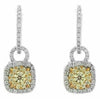 ESTATE 1.17CT WHITE & FANCY YELLOW DIAMOND 14KT WHITE GOLD 3D SOLITAIRE EARRINGS