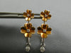 LARGE .27CT DIAMOND 18KT WHITE & ROSE GOLD 3D DOUBLE FLOWER HANGING EARRINGS