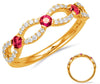 ESTATE .56CT DIAMOND & AAA RUBY 14KT YELLOW GOLD 3D DOUBLE INFINITY LOVE RING