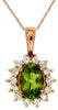 1.15CT DIAMOND & AAA PERIDOT 14KT ROSE GOLD 3D FLOWER PRINCESS DIANA PENDANT