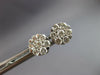 ESTATE LARGE .99CT DIAMOND 14KT WHITE GOLD 3D CLUSTER INVISIBLE STUD EARRINGS