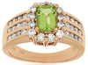 ESTATE 2.10CT DIAMOND & AAA PERIDOT 14KT ROSE GOLD 3D MULTI ROW ENGAGEMENT RING