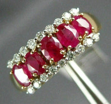 ESTATE 1.30CT DIAMOND & AAA OVAL RUBY 14KT YELLOW GOLD WEDDING ANNIVERSARY RING