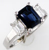 ESTATE 2.85CT DIAMOND & AAA SAPPHIRE 14KT WHITE GOLD THREE STONE ENGAGEMENT RING