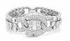 EXTRA LARGE 15.59CT DIAMOND 18K WHITE GOLD ROUND & BAGUETTE CUFF TENNIS BRACELET