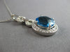 LARGE 3.10CT DIAMOND & AAA BLUE TOPAZ 14KT WHITE GOLD LOVE KNOT FLOATING PENDANT