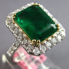 EXTRA LARGE 5.70CT DIAMOND & AAA EMERALD 18K 2 TONE GOLD 3D HALO ENGAGEMENT RING