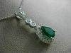 ANTIQUE 1.31CT DIAMOND & COLOMBIAN EMERALD 14KT WHITE GOLD PEAR PENDANT #21007