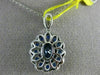 ESTATE LARGE 2.32CT DIAMOND & AAA SAPPHIRE 18K WHITE GOLD 3D OVAL FLOWER PENDANT