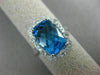 LARGE 4.56CT DIAMOND & AAA BLUE TOPAZ 14K WHITE GOLD HALO FILIGREE MILGRAIN RING