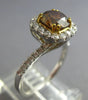 WIDE 1.72CT WHITE & CHOCOLATE FANCY DIAMOND 18K 2 TONE GOLD ROUND SOLITAIRE RING