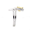 WIDE 1.15CT WHITE & FANCY YELLOW DIAMOND 18K 2 TONE GOLD 3D PEAR SHAPE LEAF RING