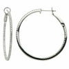 ESTATE LARGE 1.33CT DIAMOND 18KT WHITE GOLD 3D HOOP INSIDE OUT HANGING EARRINGS