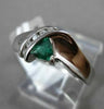 ESTATE .43CTW DIAMOND & AAA EMERALD 14KT WHITE GOLD TRILLION FUN FRINDSHIP RING