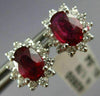 ESTATE 2.32CT DIAMOND & AAA RUBY 14K WHITE GOLD OVAL FLOWER STUD EARRINGS #25794