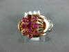 ANTIQUE WIDE .70CT OLD MINE DIAMOND & AAA RUBY 14KT WHITE & ROSE GOLD RING #757