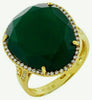 ESTATE LARGE .26CT DIAMOND & AAA GREEN AGATE 14KT YELLOW GOLD 3D HALO FUN RING