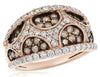 WIDE 1.77CT WHITE & CHOCOLATE FANCY DIAMOND 14KT ROSE GOLD WEB ANNIVERSARY RING