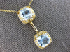 ESTATE 1.94CT DIAMOND & AAA AQUAMARINE 14KT YELLOW GOLD CUSHION & ROUND NECKLACE