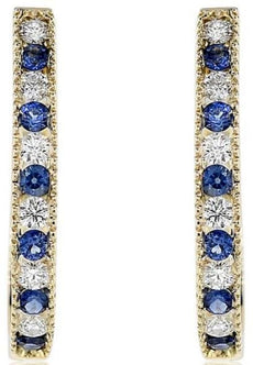 1.33CT DIAMOND & AAA SAPPHIRE 18KT YELLOW GOLD 3D MILGRAIN HANGING EARRINGS