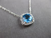1.04CT DIAMOND & AAA BLUE TOPAZ 14KT WHITE GOLD 3D CUSHION & ROUND LOVE NECKLACE