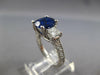 LARGE 3.12CT DIAMOND & AAA SAPPHIRE 14K WHITE GOLD 3 STONE ENGAGEMENT RING 27230
