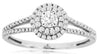 ESTATE .42CT DIAMOND 14K WHITE GOLD 3D ROUND CLASSIC DOUBLE HALO ENGAGEMENT RING