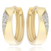 ESTATE .10CT DIAMOND 14KT YELLOW GOLD 3D CLASSIC PAVE TRIANGULAR HUGGIE EARRINGS