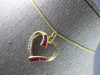 ESTATE .50CT DIAMOND & AAA RUBY 14KT YELLOW GOLD 3D OPEN HEART FLOATING PENDANT