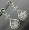 ESTATE LARGE 1.63CT DIAMOND 18KT WHITE GOLD 3D TEAR DROP LEAF HANGING EARRINGS
