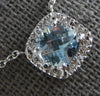 1.04CT DIAMOND & AAA AQUAMARINE 14KT WHITE GOLD 3D CUSHION & ROUND LOVE NECKLACE
