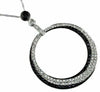 .80CT WHITE & BLACK DIAMOND 14K WHITE GOLD MULTI ROW CIRCLE OF LIFE PAVE PENDANT