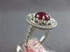 WIDE 2.74CT DIAMOND & AAA CABOCHON RUBY 18KT WHITE GOLD OVAL & ROUND FLOWER RING