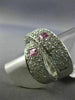 ESTATE LARGE 3.0CT DIAMOND & PINK SAPPHIRE 14KT WHITE GOLD CRISS CROSS LOVE RING