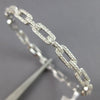 ESTATE .88CT DIAMOND 18KT WHITE GOLD 3D SQUARE MULTI LINK CUFF BANGLE BRACELET