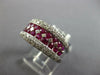 LARGE 2.0CT DIAMOND & AAA RUBY 14K WHITE GOLD CLASSIC MULTI ROW ANNIVERSARY RING