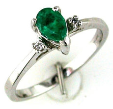 .41CT DIAMOND & AAA EMERALD 14KT WHITE GOLD PEAR SHAPE & ROUND FRIENDSHIP RING