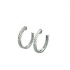 ESTATE 1.25CT DIAMOND 18KT WHITE GOLD 3D 2 ROW INSIDE OUT HOOP HANGING EARRINGS