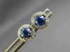 ESTATE 1.18CT DIAMOND & AAA SAPPHIRE 18KT WHITE GOLD 3D ROUND HALO STUD EARRINGS